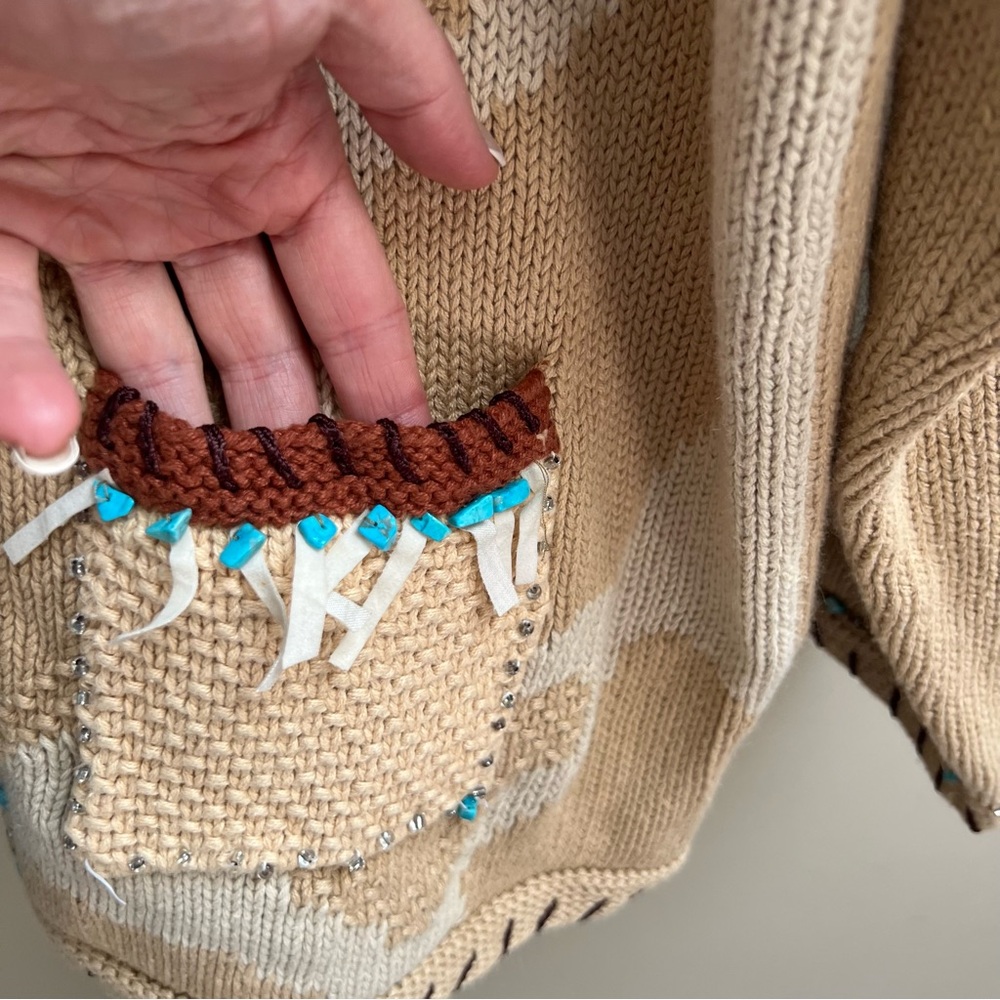 Storybook Knits  Aztec western embroidered sweater M - Picture 3 of 8